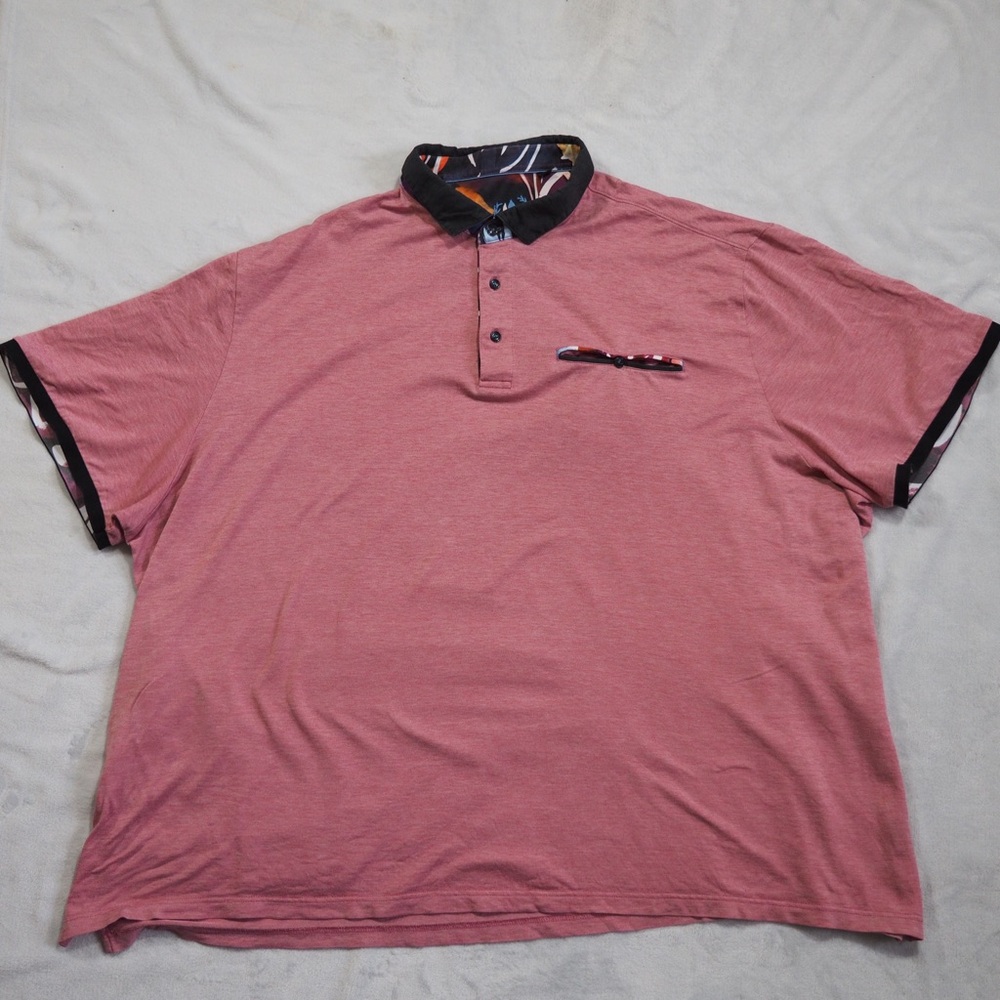 Au Noir Sz 4X Men's Pink Polo Shirt with Black Collar